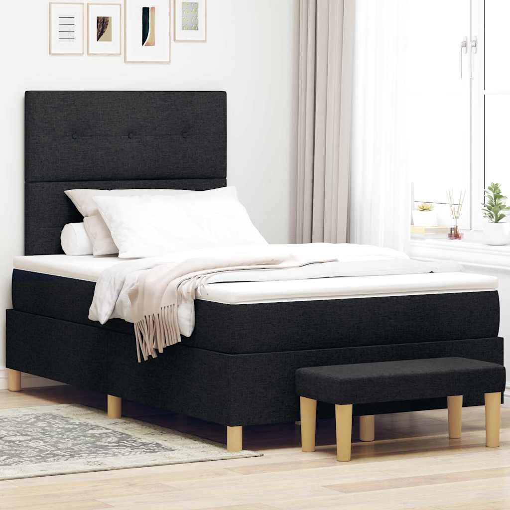 Letto a molle con testiera Nero 190 x 120 cm Tessuto