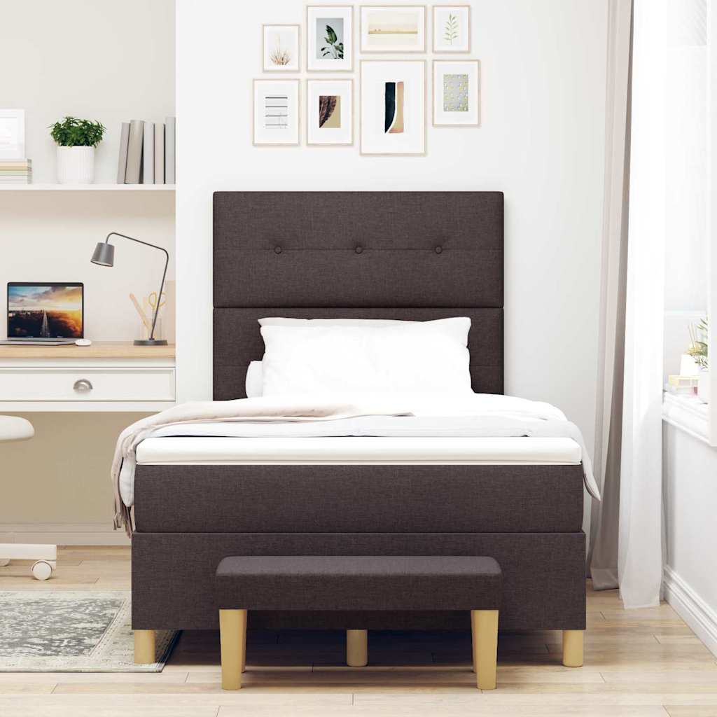 Letto a molle con testiera Marrone Scuro 190 x 120 cm Tessuto | homemem39