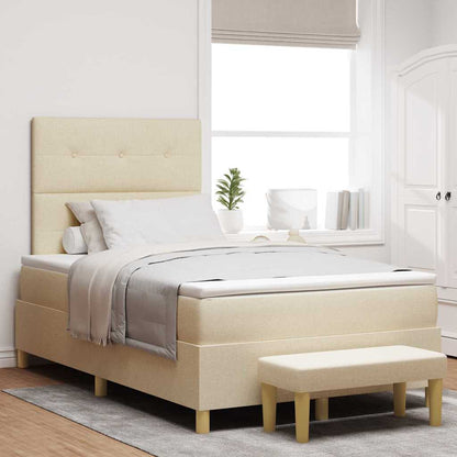 Letto a molle con testiera Crema 190 x 120 cm Tessuto | homemem39