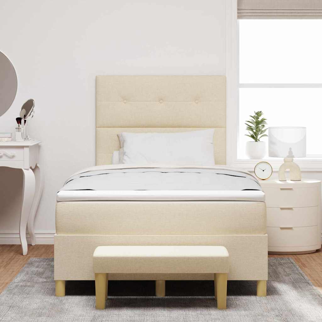 Letto a molle con testiera Crema 190 x 120 cm Tessuto | homemem39