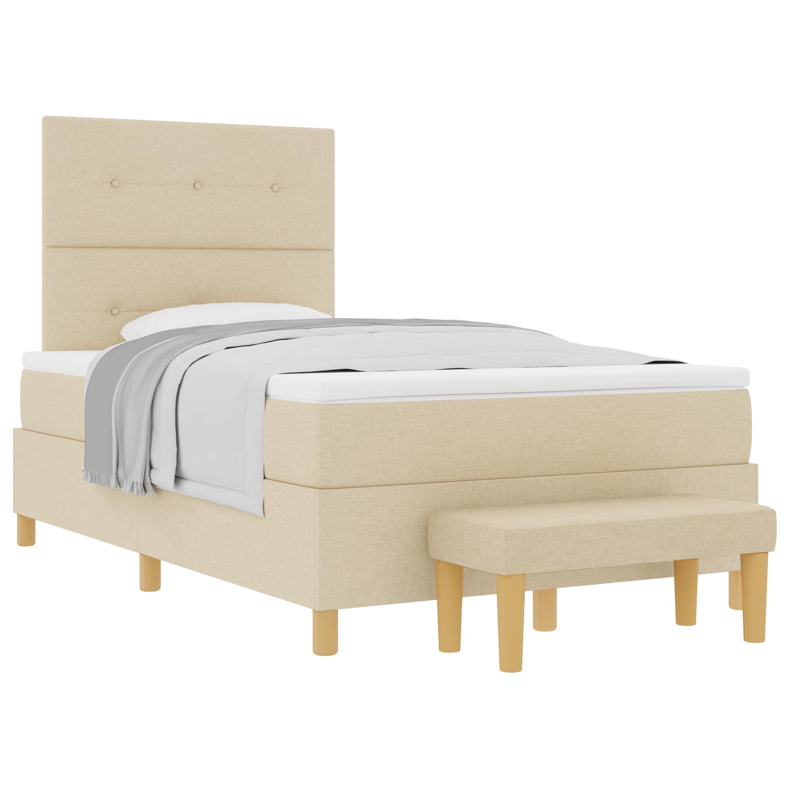 Letto a molle con testiera Crema 190 x 120 cm Tessuto | homemem39