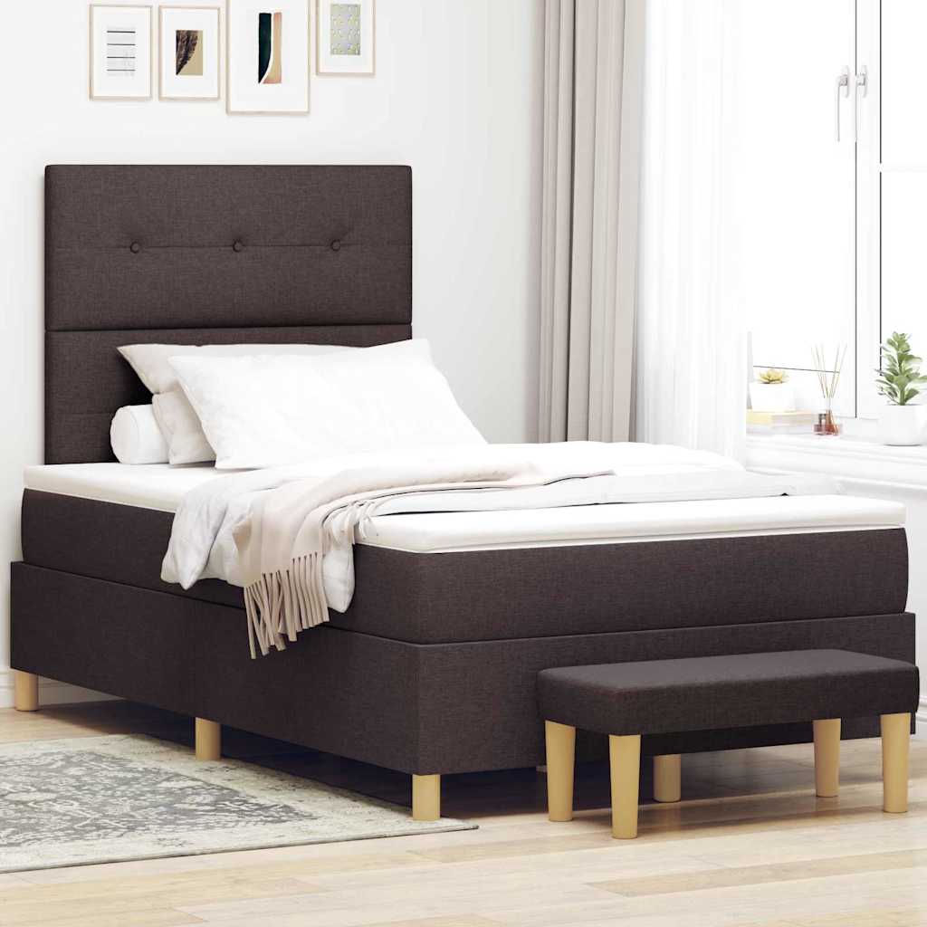 Letto a molle con testiera Marrone scuro 200 x 120 cm Tessuto | homemem39