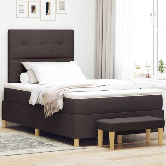 Letto a molle con testiera Marrone scuro 200 x 120 cm Tessuto | homemem39