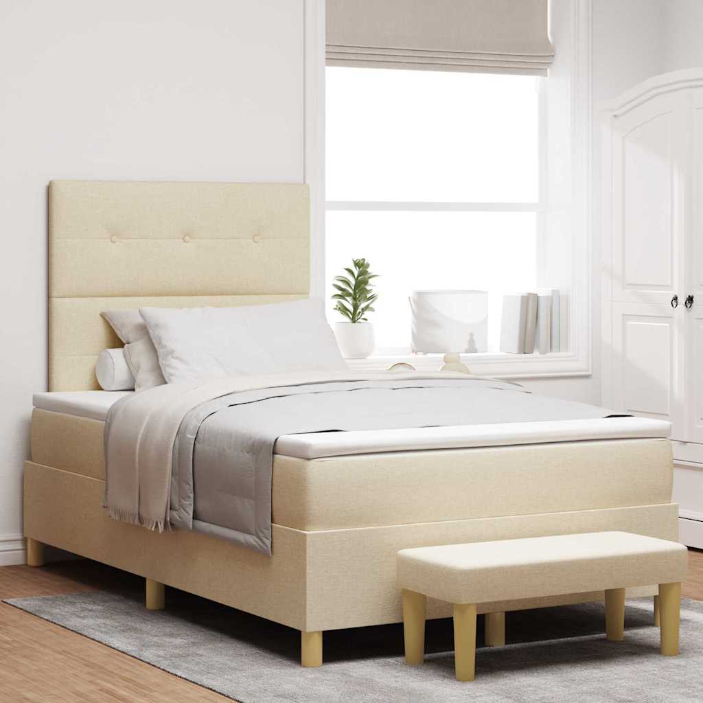 Letto a molle con testiera Crema 200 x 120 cm Tessuto | homemem39