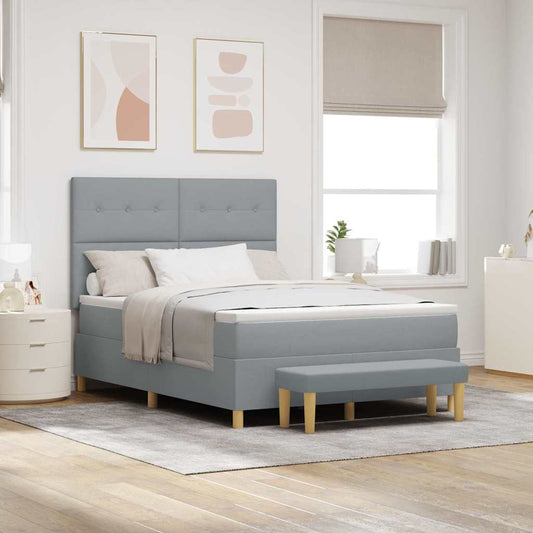 Letto a molle con testiera Grigio chiaro 190 x 140 cm Tessuto | homemem39