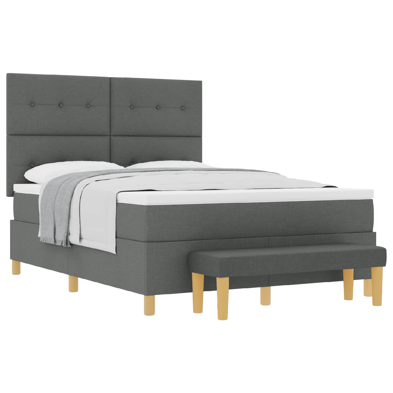 Letto a molle con testiera Grigio scuro 190 x 140 cm Tessuto | homemem39