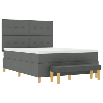 Letto a molle con testiera Grigio scuro 190 x 140 cm Tessuto | homemem39