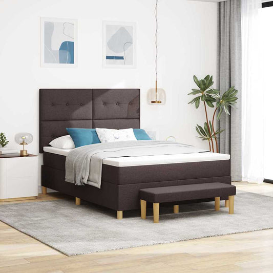 Letto a molle con testiera Marrone scuro 190 x 140 cm Tessuto | homemem39