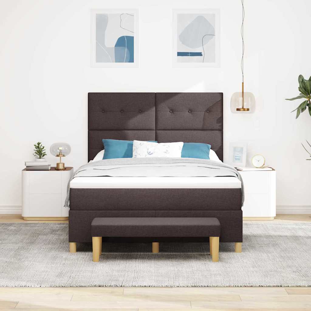 Letto a molle con testiera Marrone scuro 190 x 140 cm Tessuto | homemem39