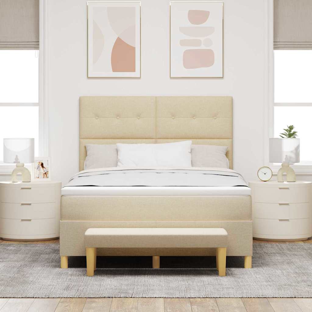 Letto a molle con testiera Crema 140 x 190 cm Tessuto | homemem39