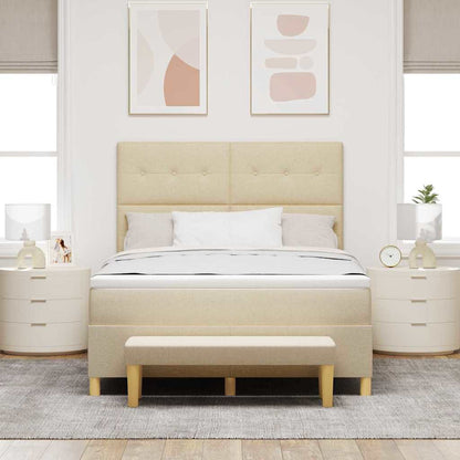 Letto a molle con testiera Crema 140 x 190 cm Tessuto | homemem39