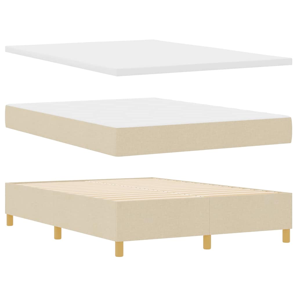 Letto a molle con testiera Crema 140 x 190 cm Tessuto | homemem39
