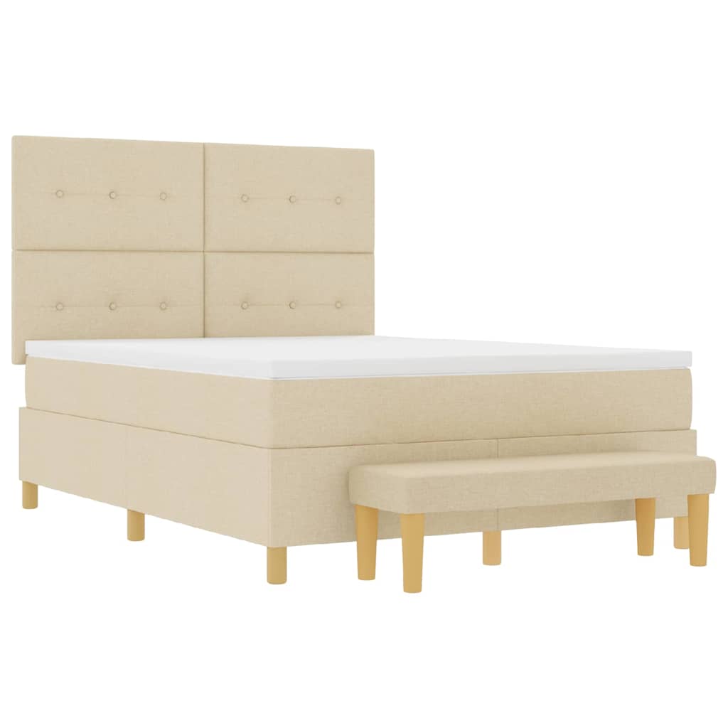 Letto a molle con testiera Crema 140 x 190 cm Tessuto | homemem39