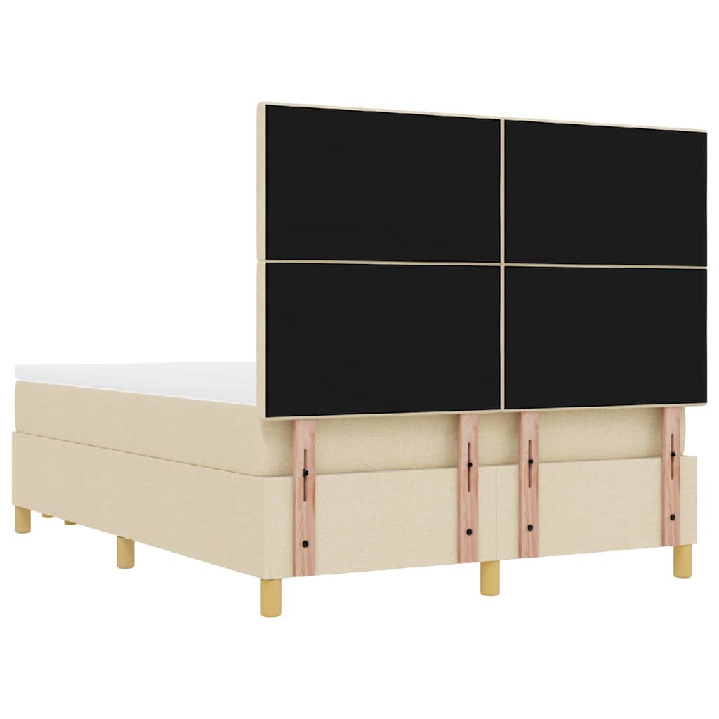 Letto a molle con testiera Crema 140 x 190 cm Tessuto | homemem39
