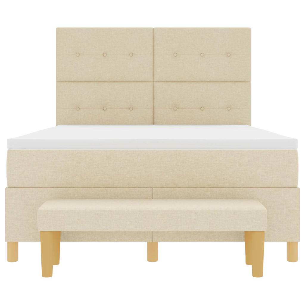 Letto a molle con testiera Crema 140 x 190 cm Tessuto | homemem39