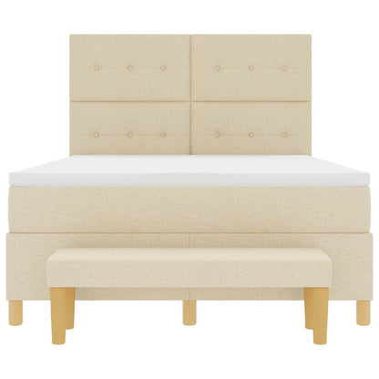 Letto a molle con testiera Crema 140 x 190 cm Tessuto | homemem39