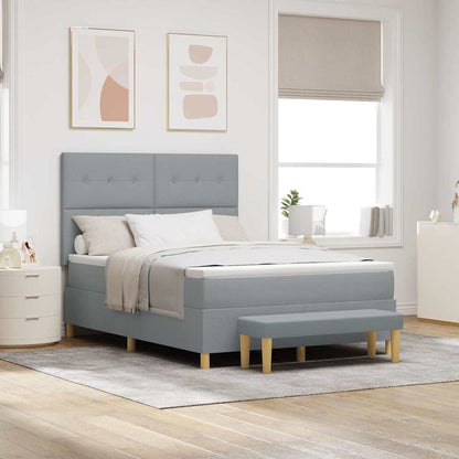 Letto a molle con testiera Grigio chiaro 200 x 140 cm Tessuto | homemem39