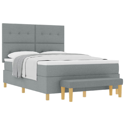 Letto a molle con testiera Grigio chiaro 200 x 140 cm Tessuto | homemem39