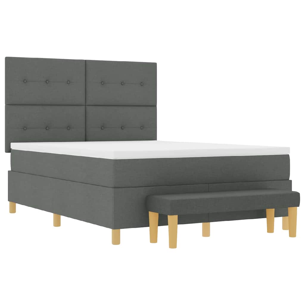 Letto a molle con cuscino Grigio scuro 200 x 140 cm Tessuto | homemem39