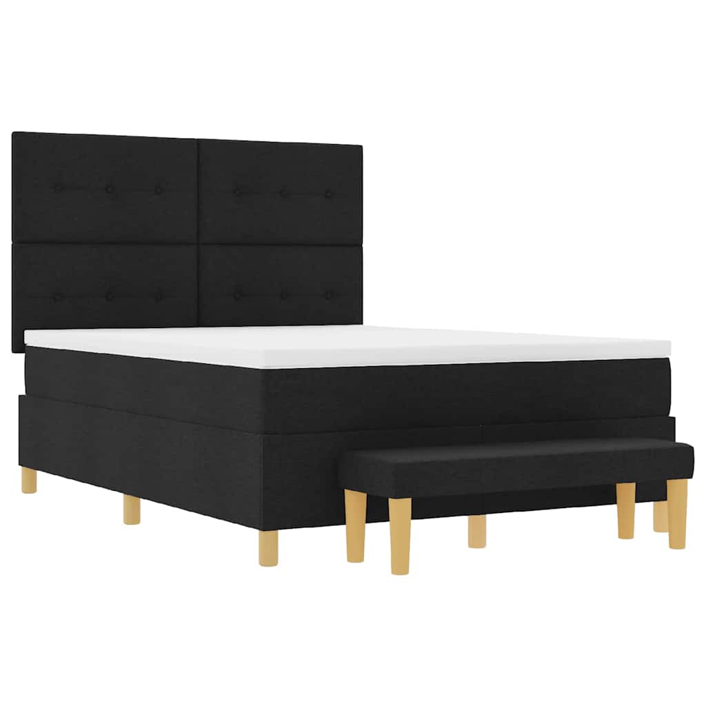 Letto a molle con testiera Nero 200 x 140 cm Tessuto | homemem39