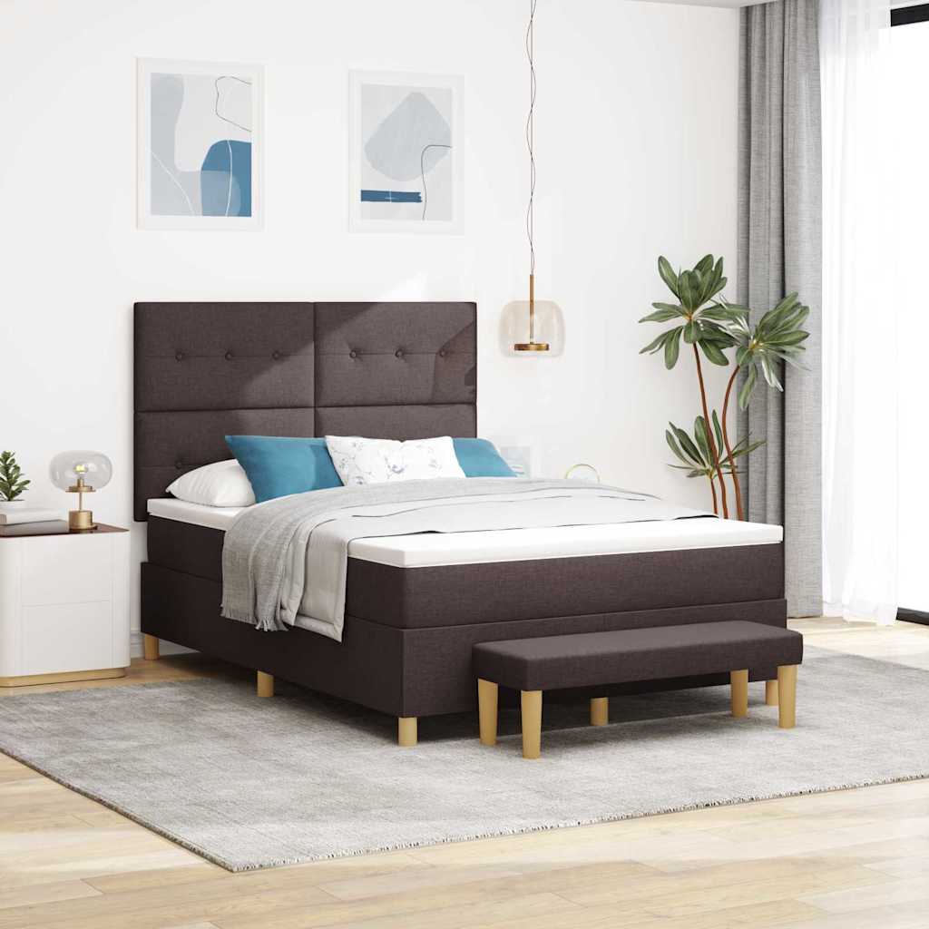 Letto a molle con cuscino Marrone scuro 200 x 140 cm Tessuto | homemem39