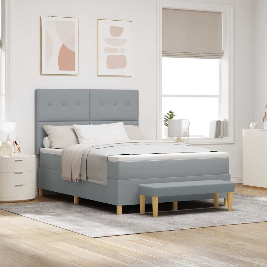 Letto a molle con testiera Grigio chiaro 200 x 160 cm Tessuto