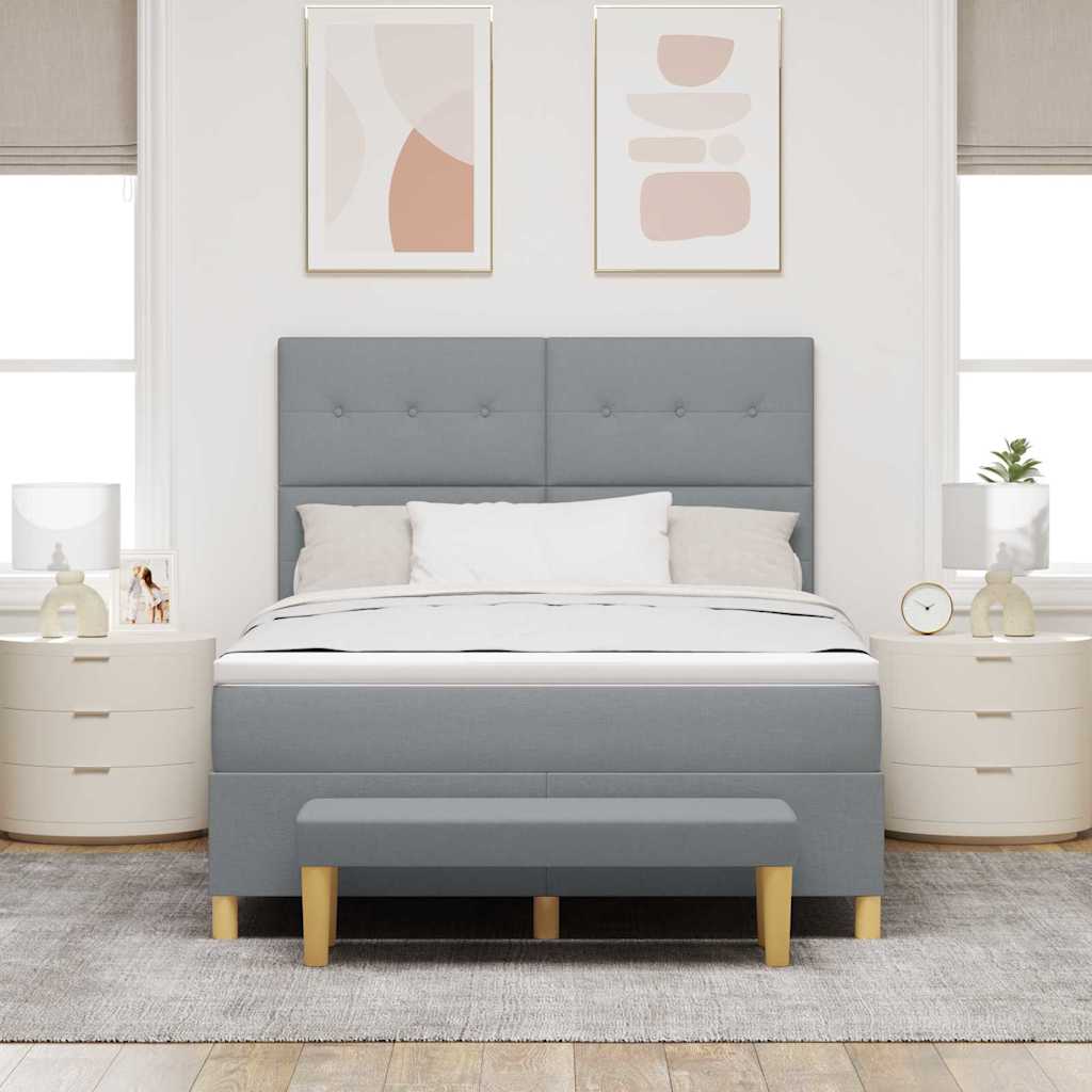 Letto a molle con testiera Grigio chiaro 200 x 160 cm Tessuto | homemem39