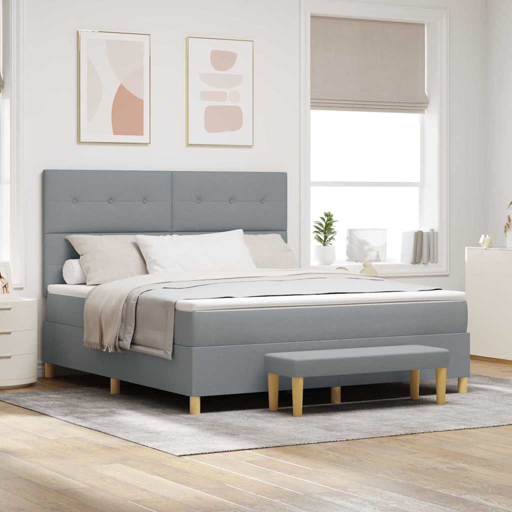 Letto a molle con testiera Grigio chiaro 200 x 180 cm Tessuto | homemem39