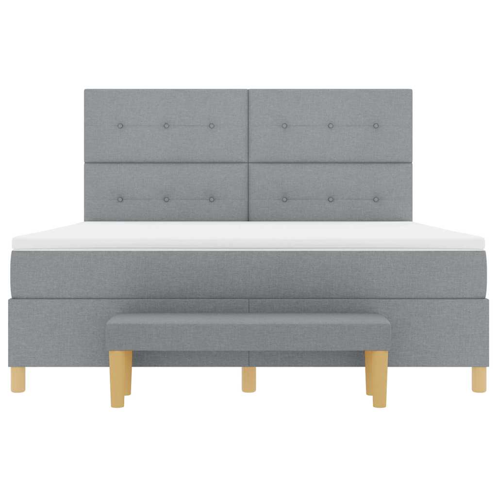 Letto a molle con testiera Grigio chiaro 200 x 180 cm Tessuto | homemem39