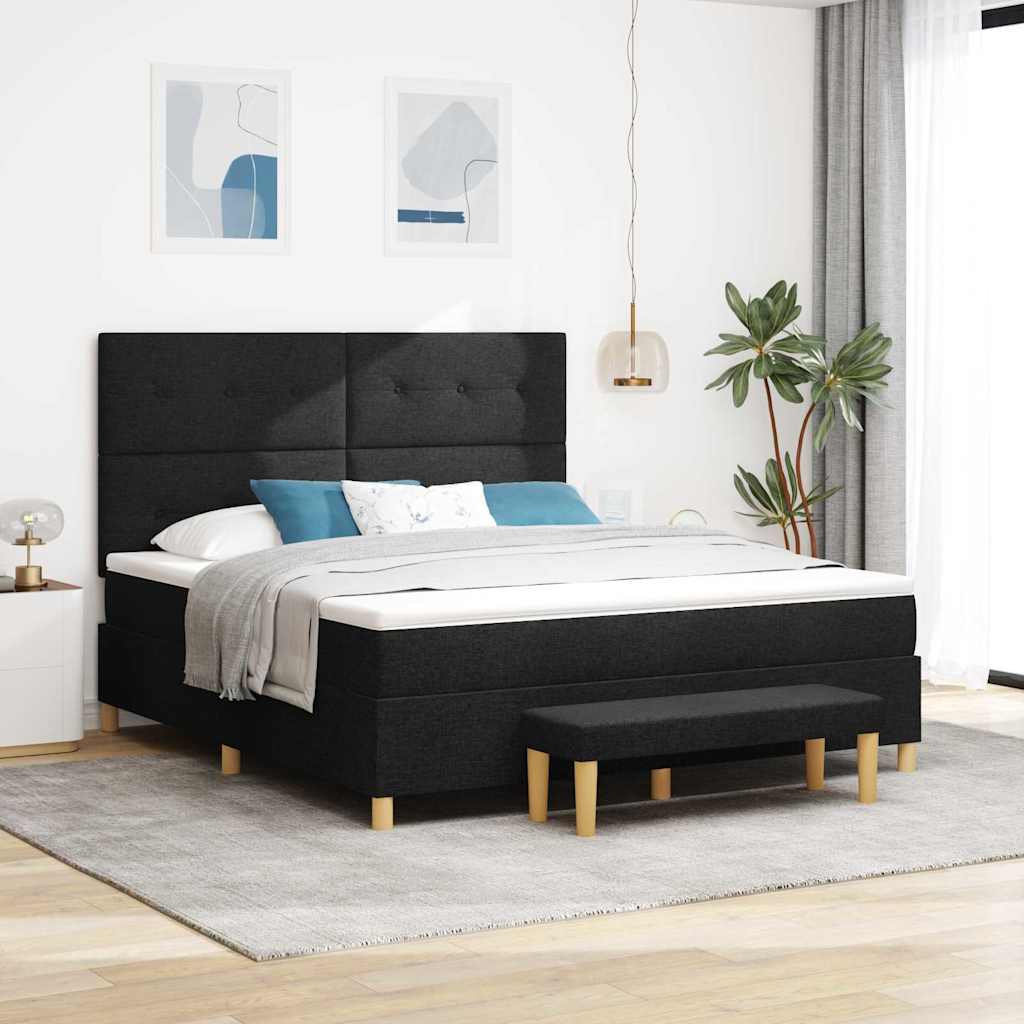 Letto a molle con testiera Nero 200 x 180 cm Tessuto