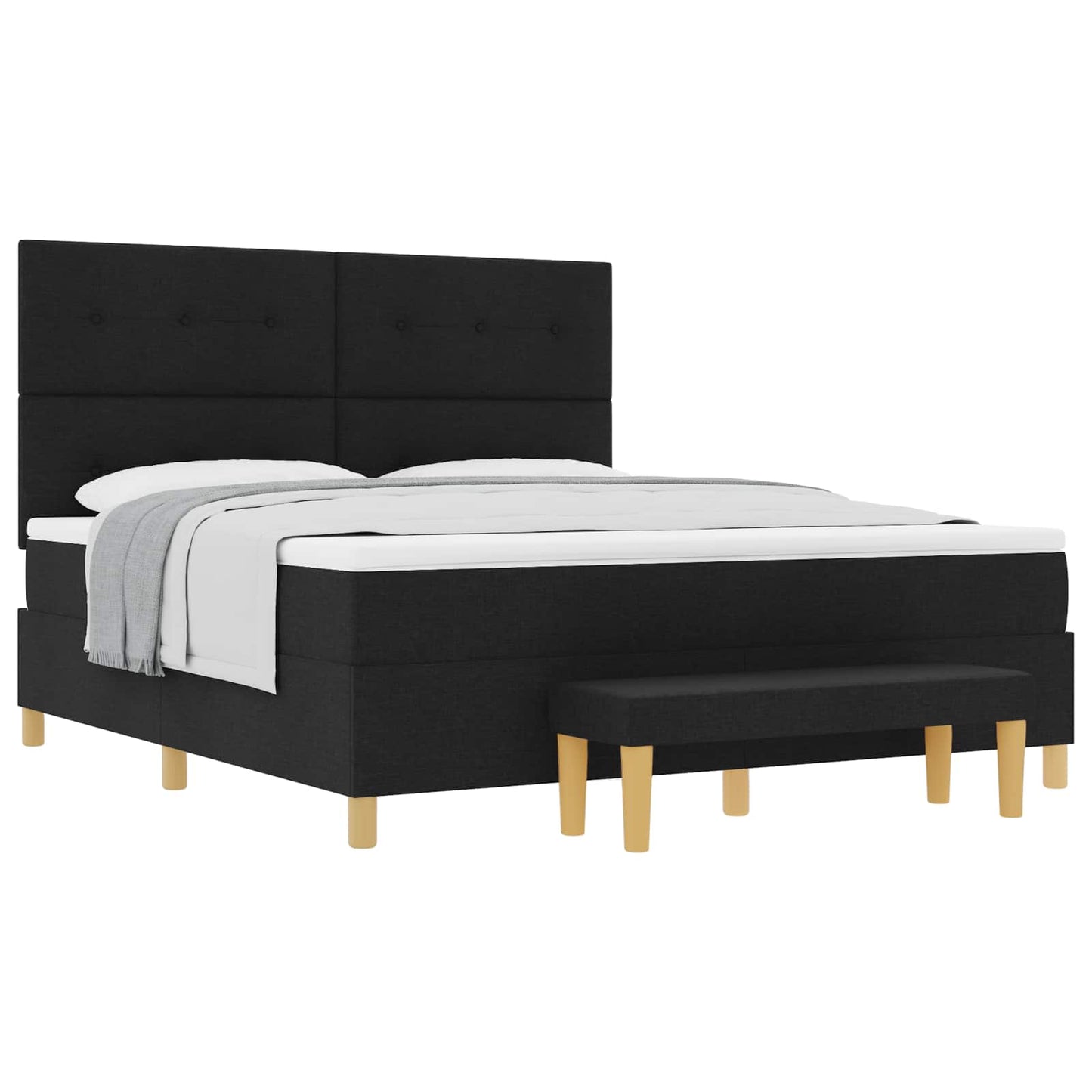 Letto a molle con testiera Nero 200 x 180 cm Tessuto | homemem39