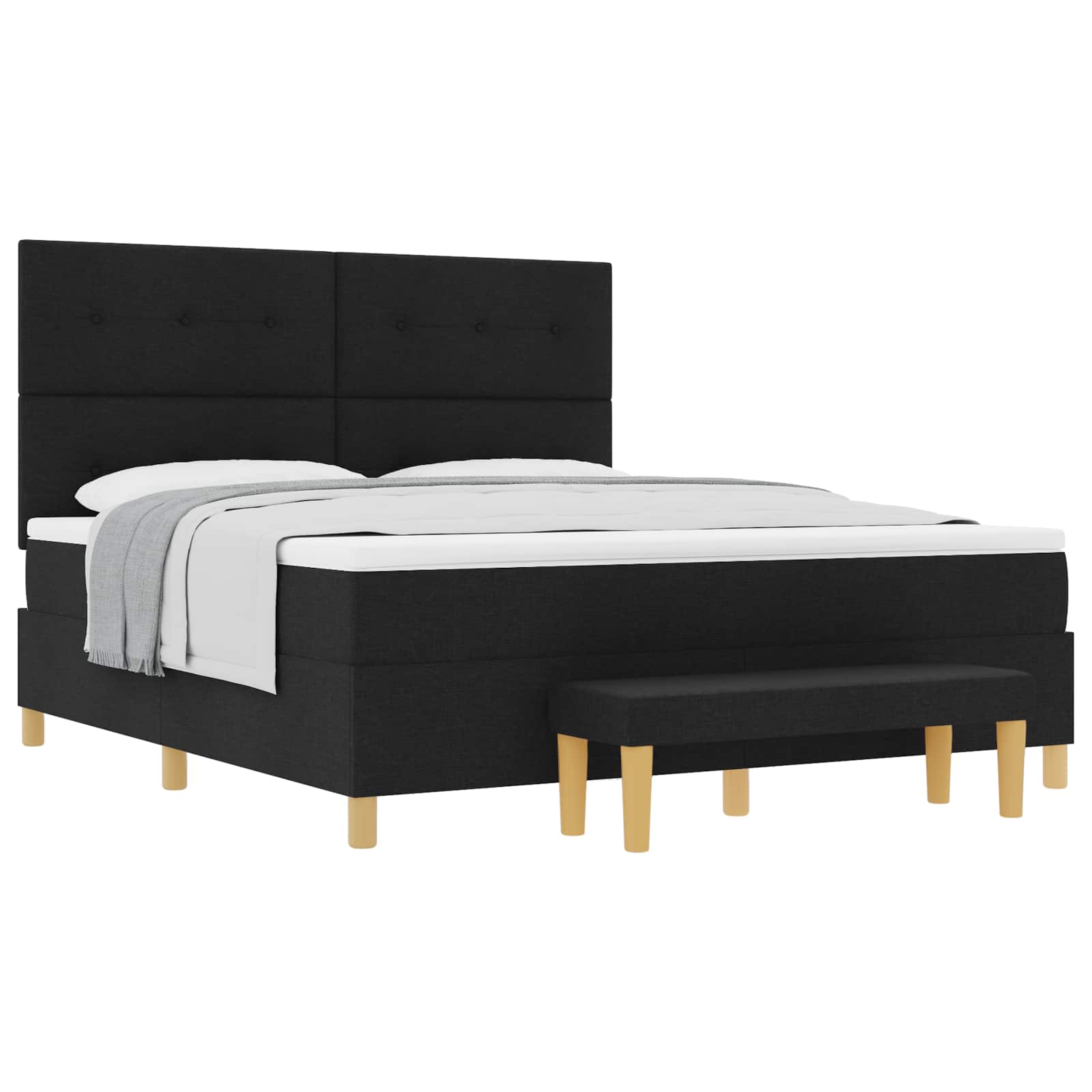 Letto a molle con testiera Nero 200 x 180 cm Tessuto | homemem39