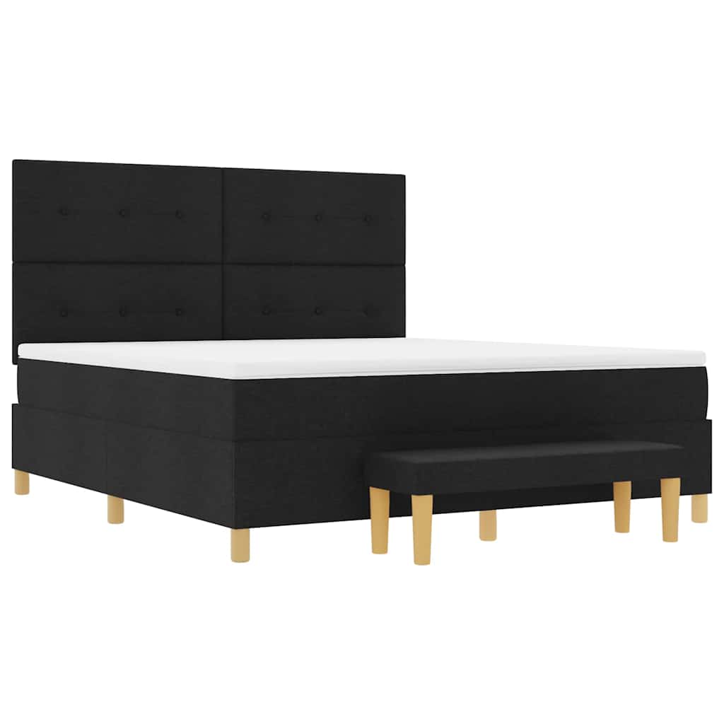 Letto a molle con testiera Nero 200 x 180 cm Tessuto | homemem39