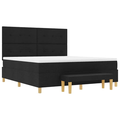 Letto a molle con testiera Nero 200 x 180 cm Tessuto | homemem39