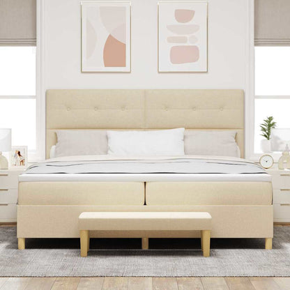 Letto a molle con testiera Crema 200 x 200 cm Tessuto | homemem39