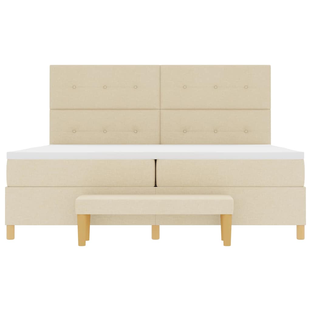 Letto a molle con testiera Crema 200 x 200 cm Tessuto | homemem39