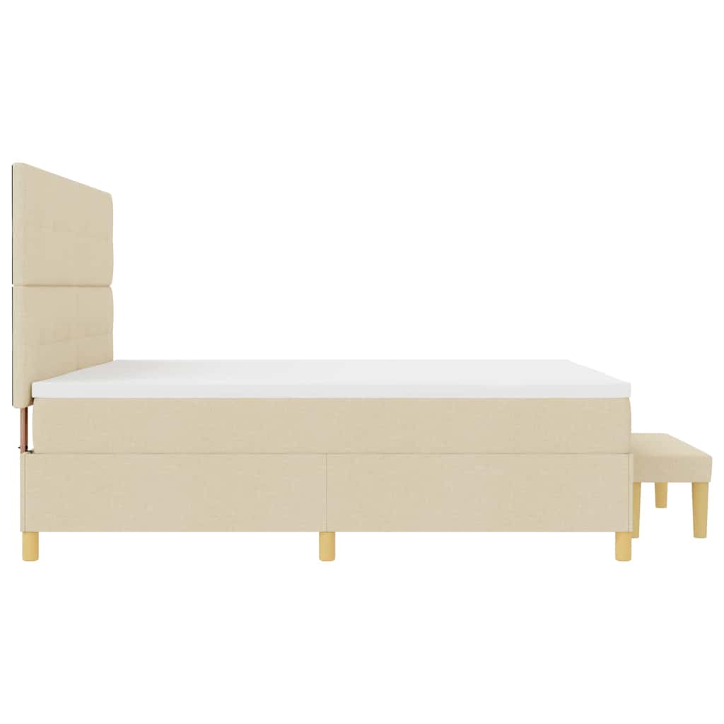 Letto a molle con testiera Crema 200 x 200 cm Tessuto | homemem39