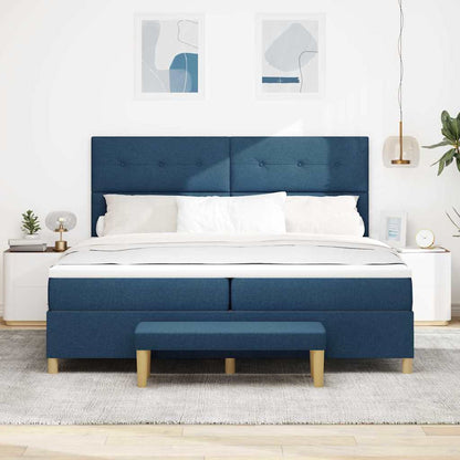 Letto a molle con testiera Blu 200 x 200 cm Tessuto | homemem39