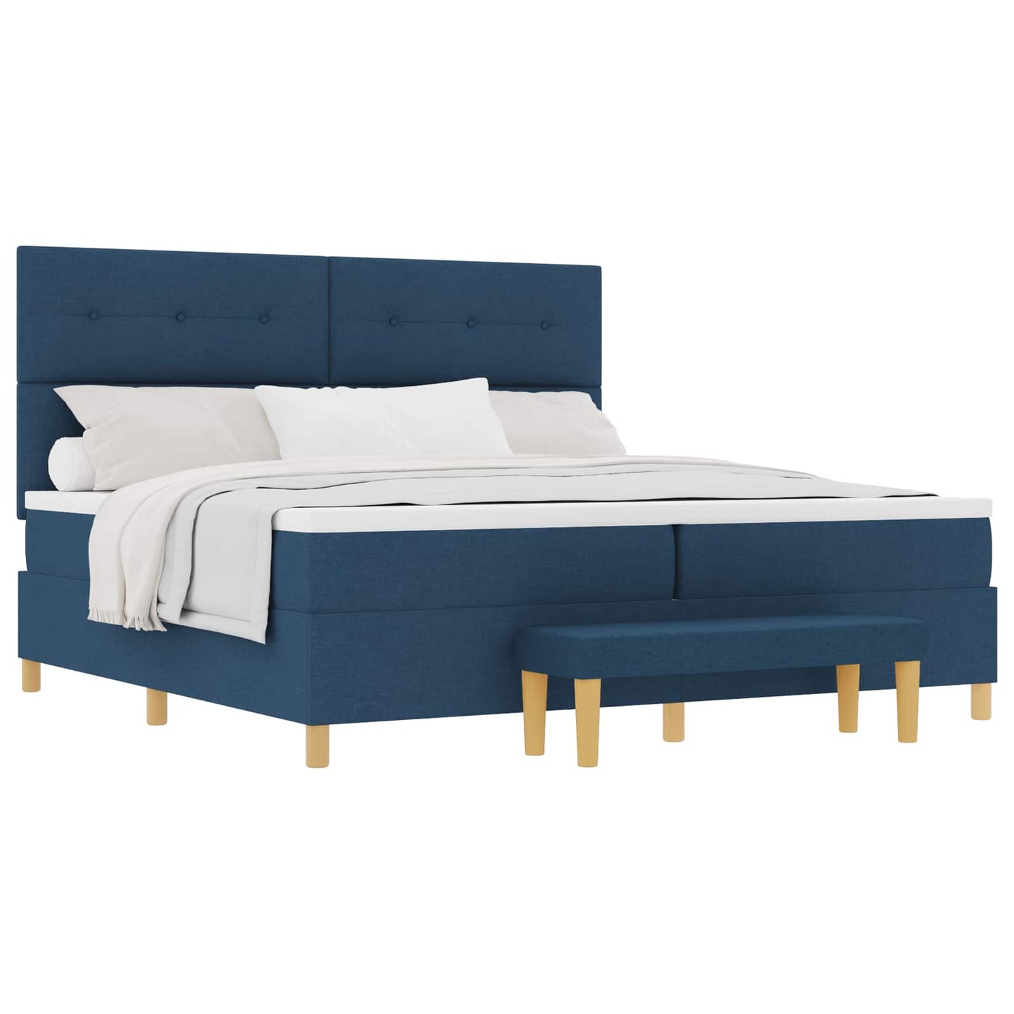 Letto a molle con testiera Blu 200 x 200 cm Tessuto | homemem39