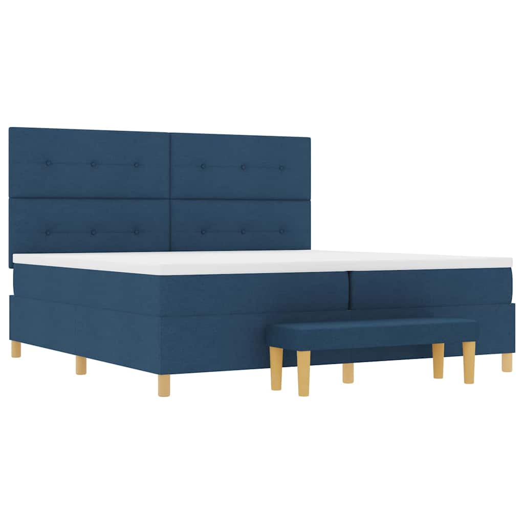 Letto a molle con testiera Blu 200 x 200 cm Tessuto | homemem39