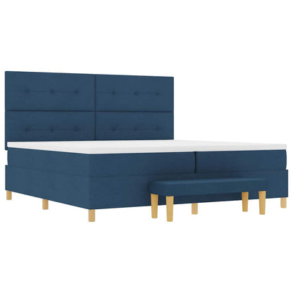 Letto a molle con testiera Blu 200 x 200 cm Tessuto | homemem39