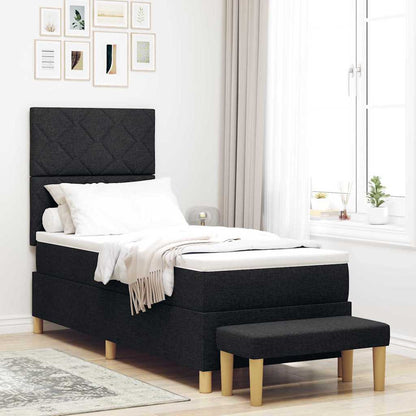 Letto a molle con cuscino con testiera Nero 200 x 80 cm Tessuto