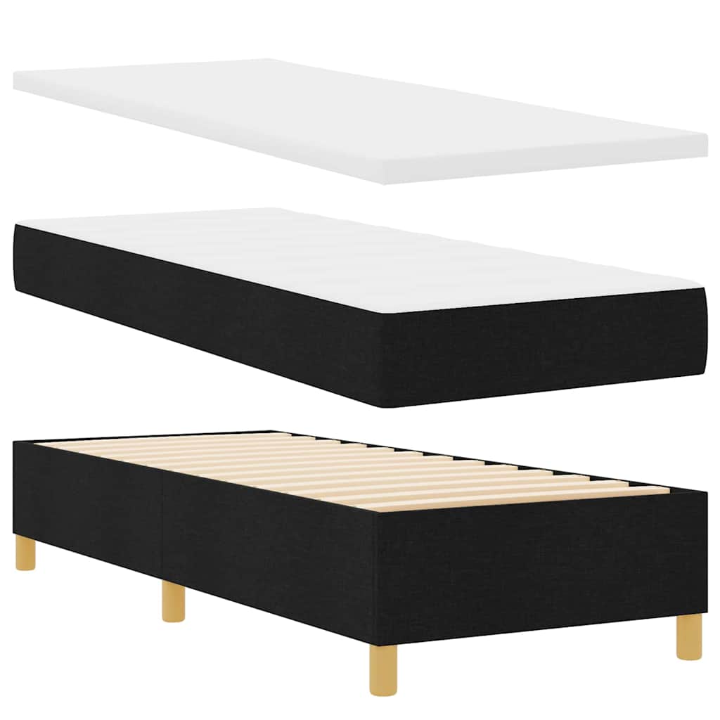 Letto a molle con cuscino con testiera Nero 200 x 80 cm Tessuto | homemem39