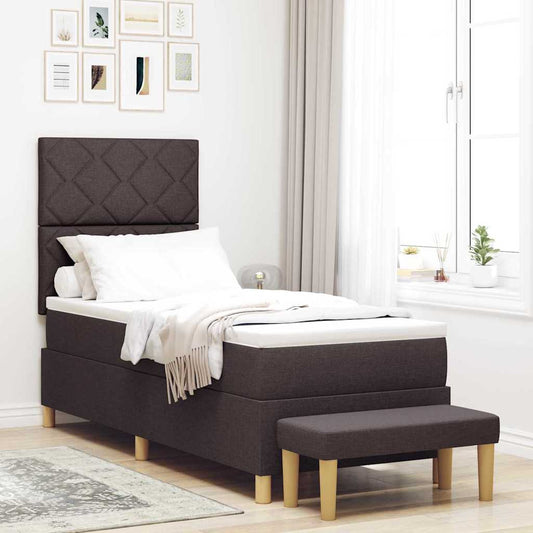 Letto a molle con testiera Marrone scuro 200 x 80 cm Tessuto | homemem39