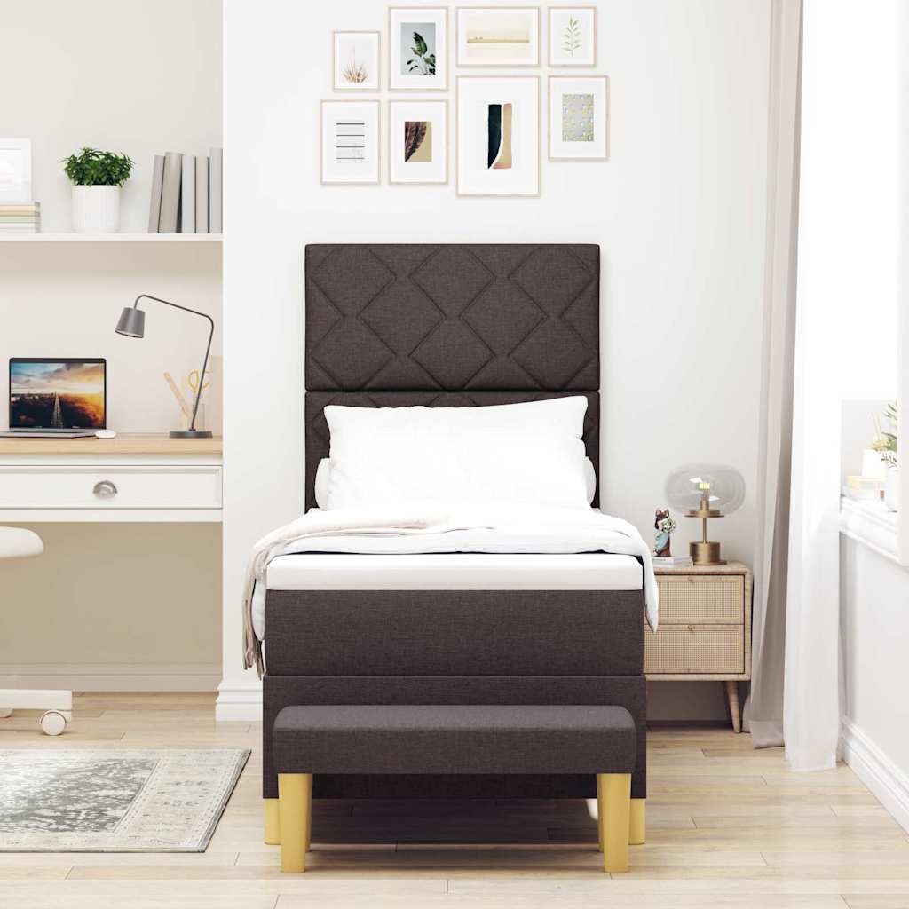 Letto a molle con testiera Marrone scuro 200 x 80 cm Tessuto | homemem39