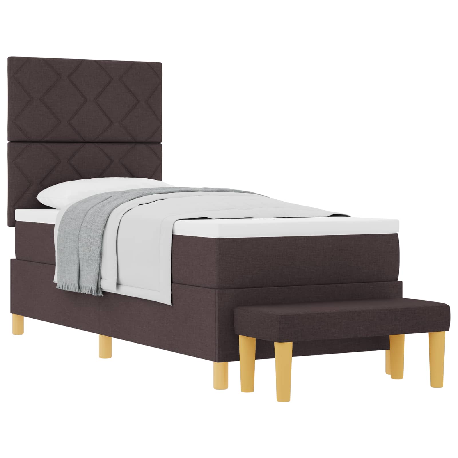 Letto a molle con testiera Marrone scuro 200 x 80 cm Tessuto | homemem39