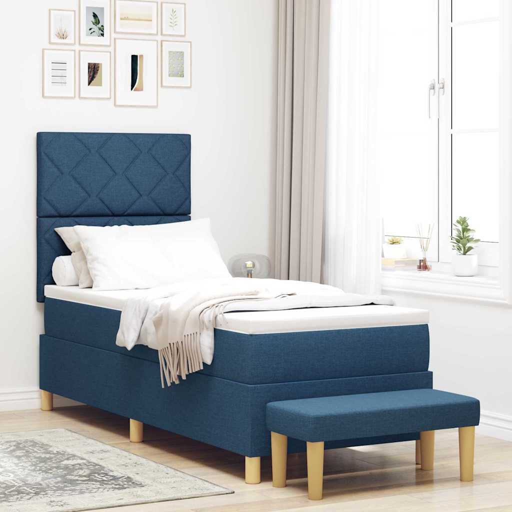 Letto a molle con testiera Blu 200 x 80 cm Tessuto | homemem39