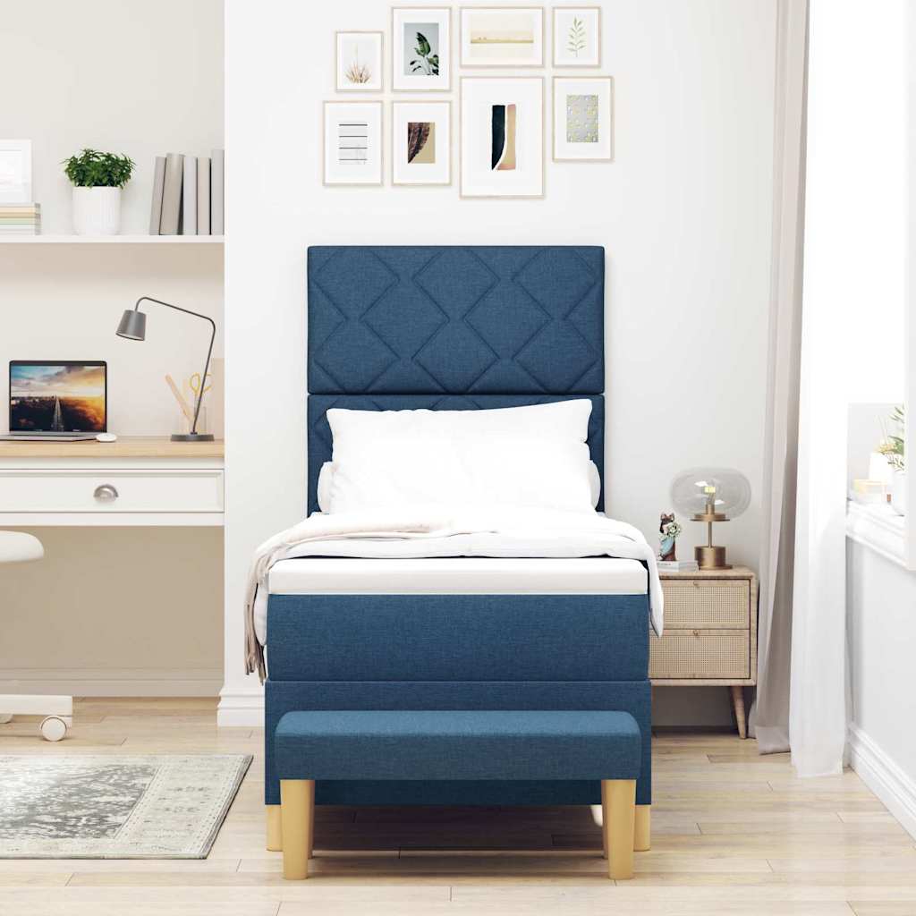 Letto a molle con testiera Blu 200 x 80 cm Tessuto | homemem39