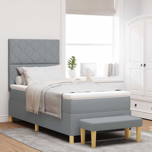 Letto a molle con cuscino Grigio chiaro 200 x 100 cm Tessuto | homemem39