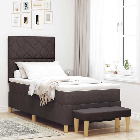 Letto a molle con cuscino Marrone scuro 200 x 100 cm Tessuto | homemem39